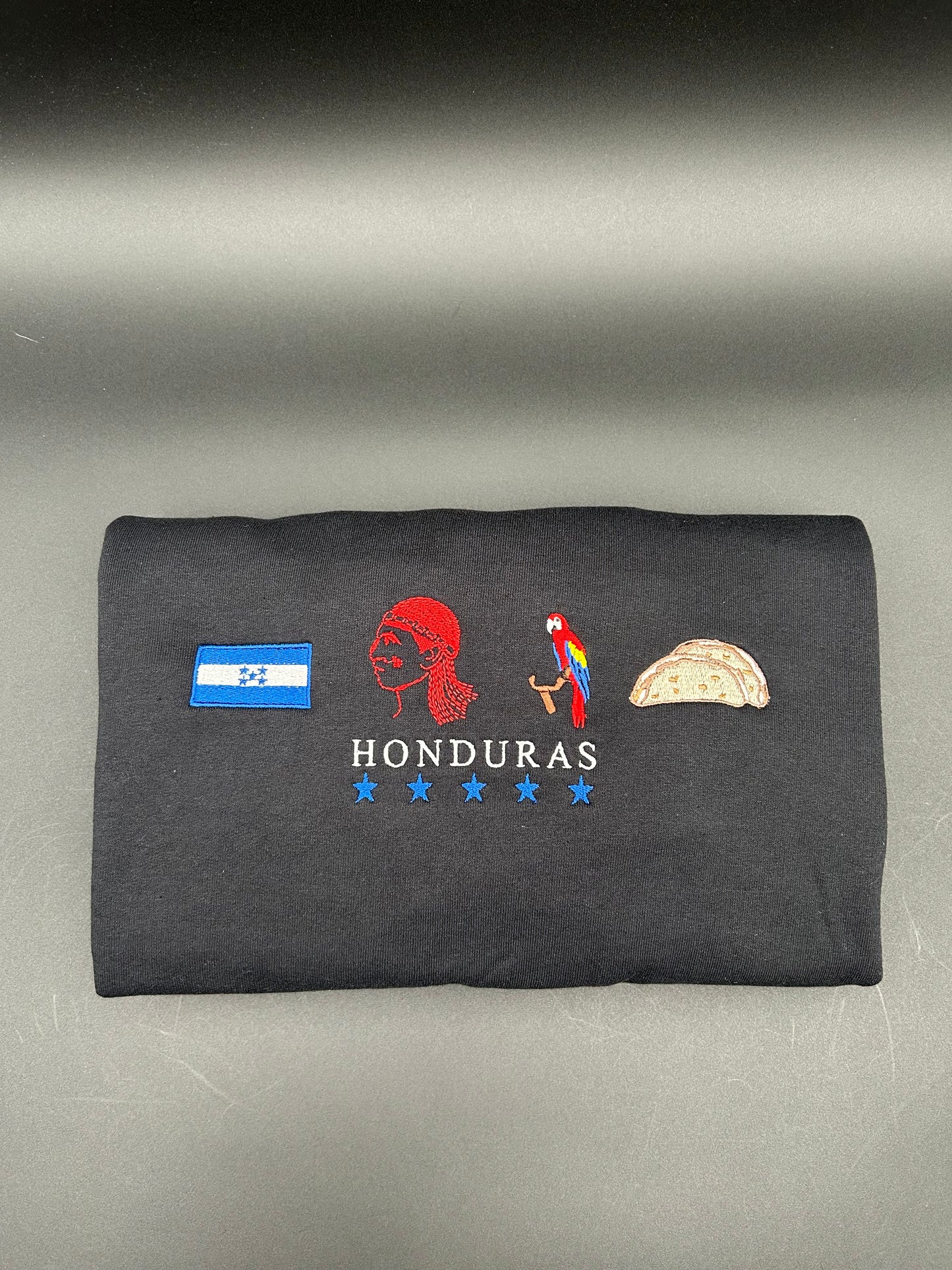 Honduras Embroidered Hoodie La Bandera, Copán Ruinas, Guara Roja, Baleadas, El Indio Lempira 5 Estrellas Hoodie Embroidery