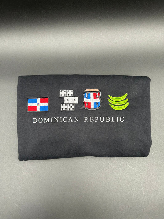 Dominican Republic Embroidered Sweatshirt Beach Waves, Güira, Platano Verde Sweaters Crewneck