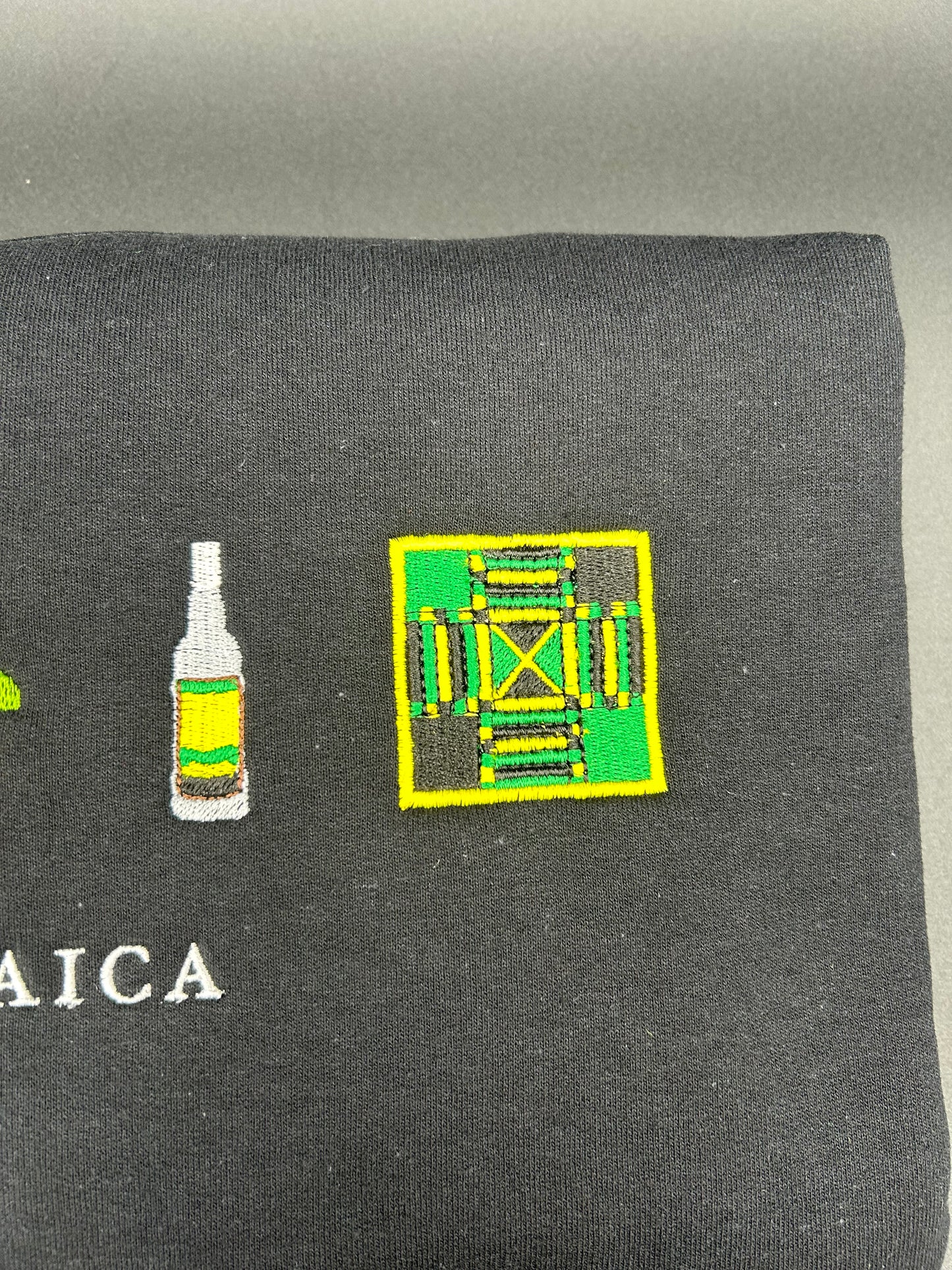 Jamaica Embroidered Sweatshirt Flag, Akee, Wray & Nephew, Ludi Board Carribean Crewneck Casual Pullover Menswear