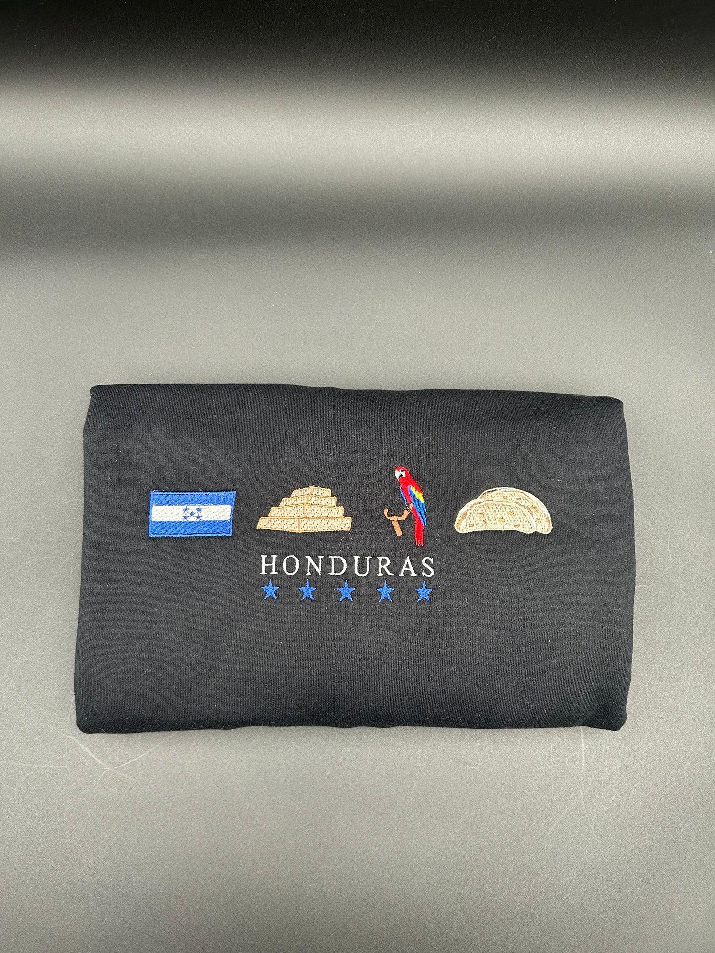 Honduras Embroidered Sweatshirt La Bandera, Copán Ruinas, Baleadas, 5 Estrellas Crewneck Embroidery