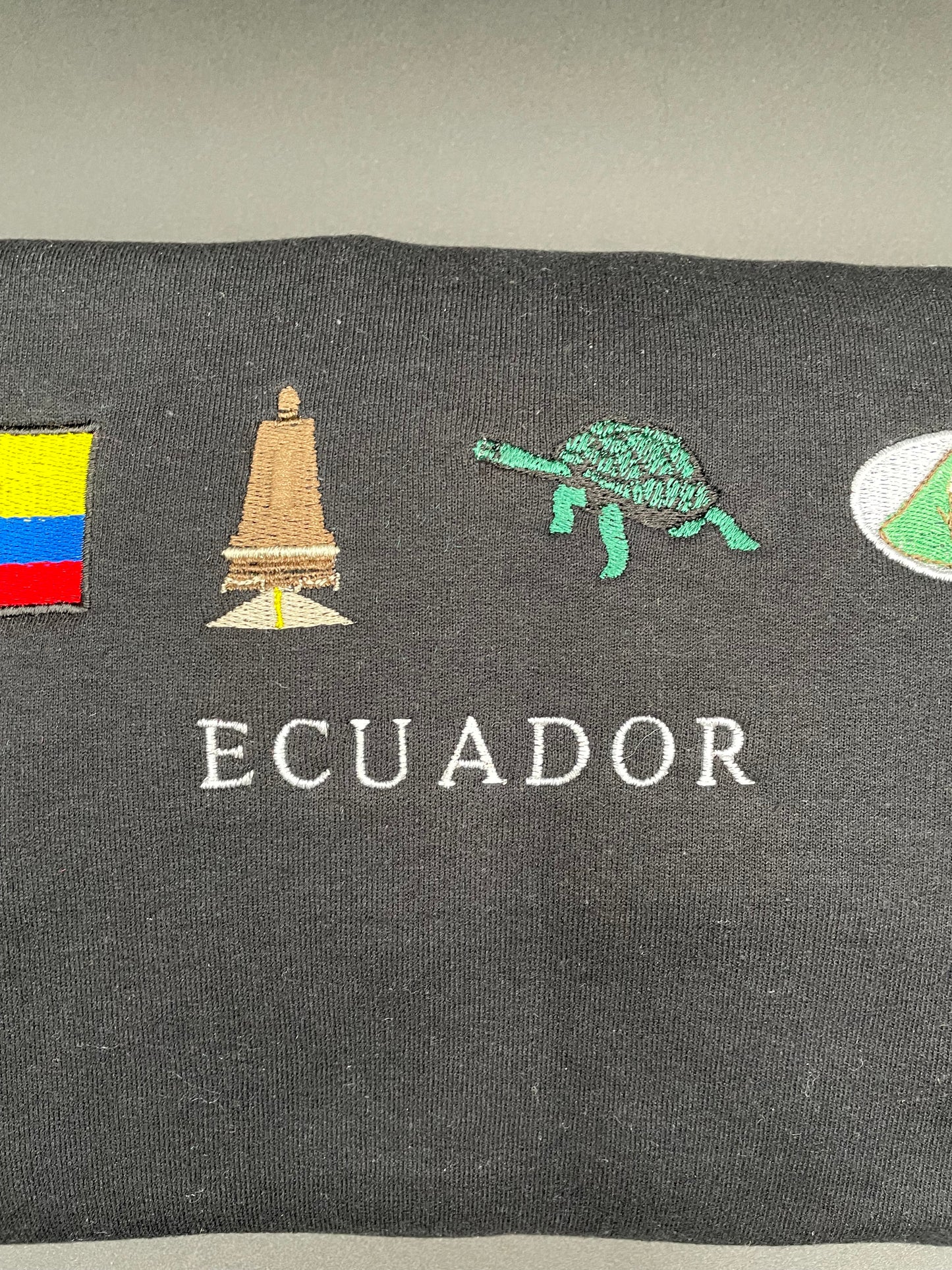 Ecuador Embroidered Sweatshirt La Bandera, La Mitad Del Mundo, Tortuga de Galapagos Islands, Quimbolito Crewneck