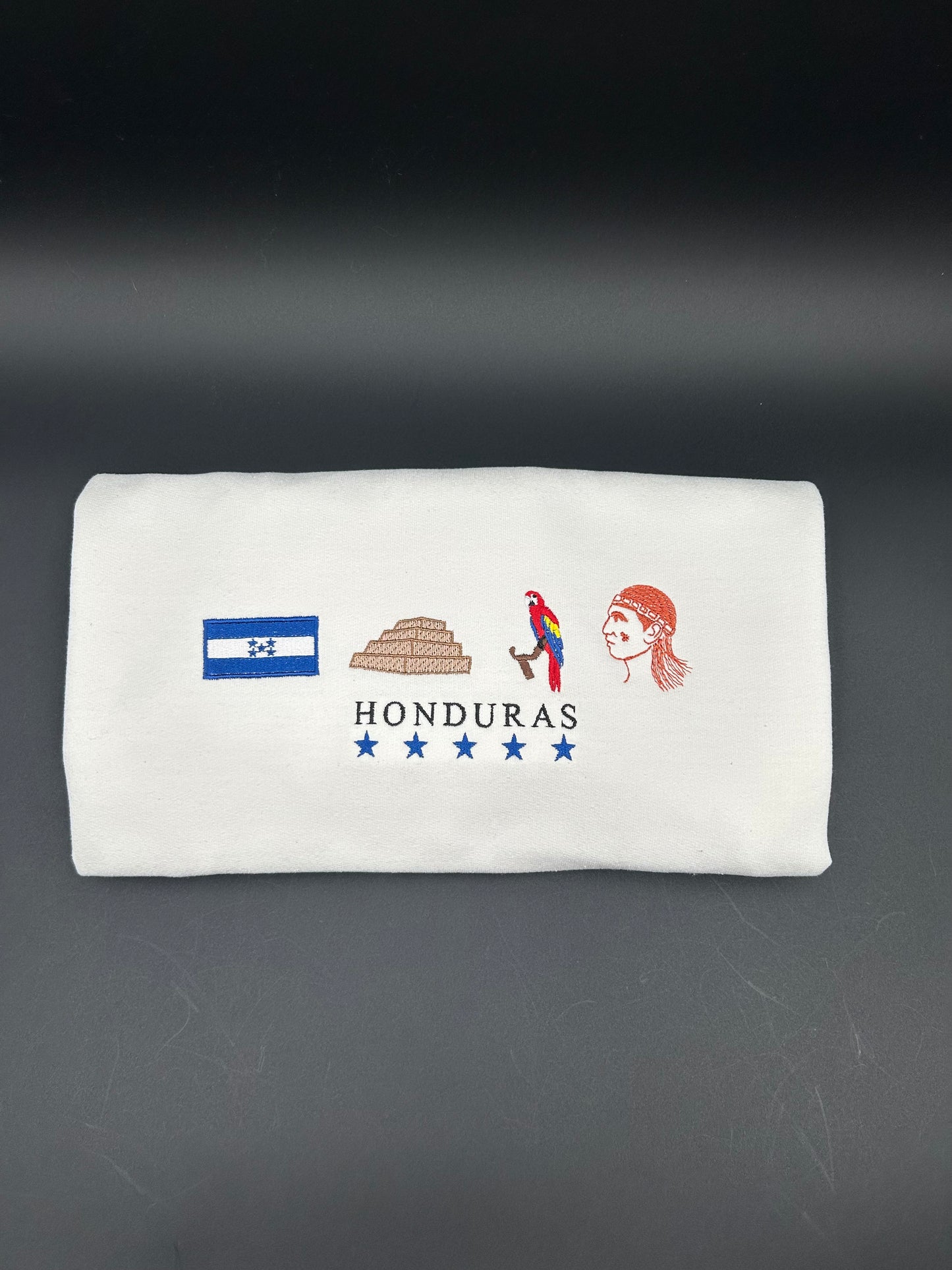 Honduras Embroidered Sweatshirt La Bandera, Copán Ruinas, Baleadas, 5 Estrellas Crewneck Embroidery