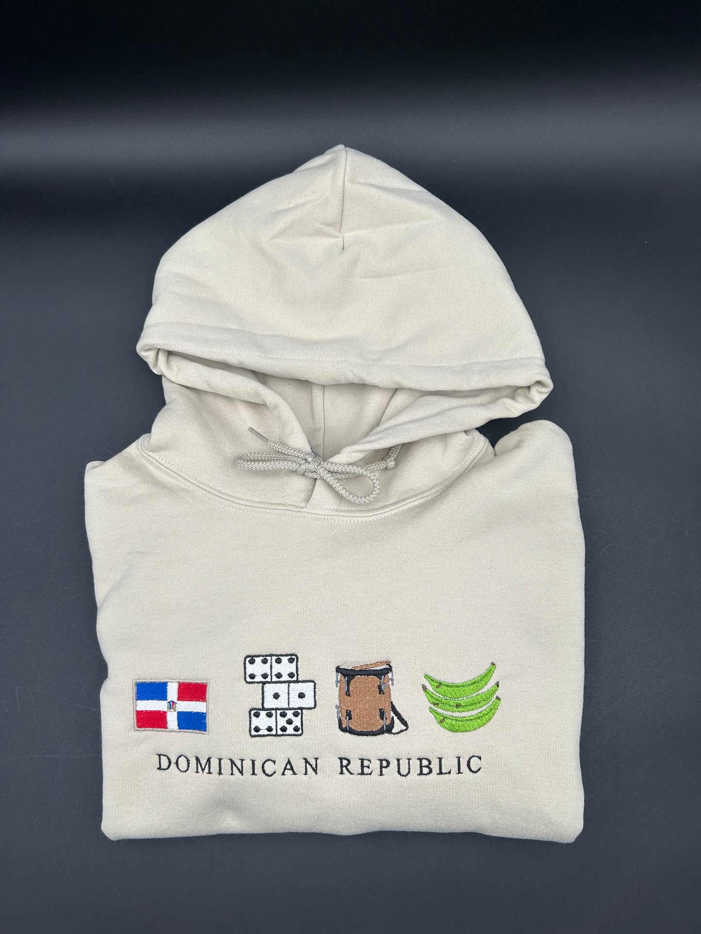 Dominican Republic Embroidered Hoodies Beach Waves, Güira, Platano Verde Pullover