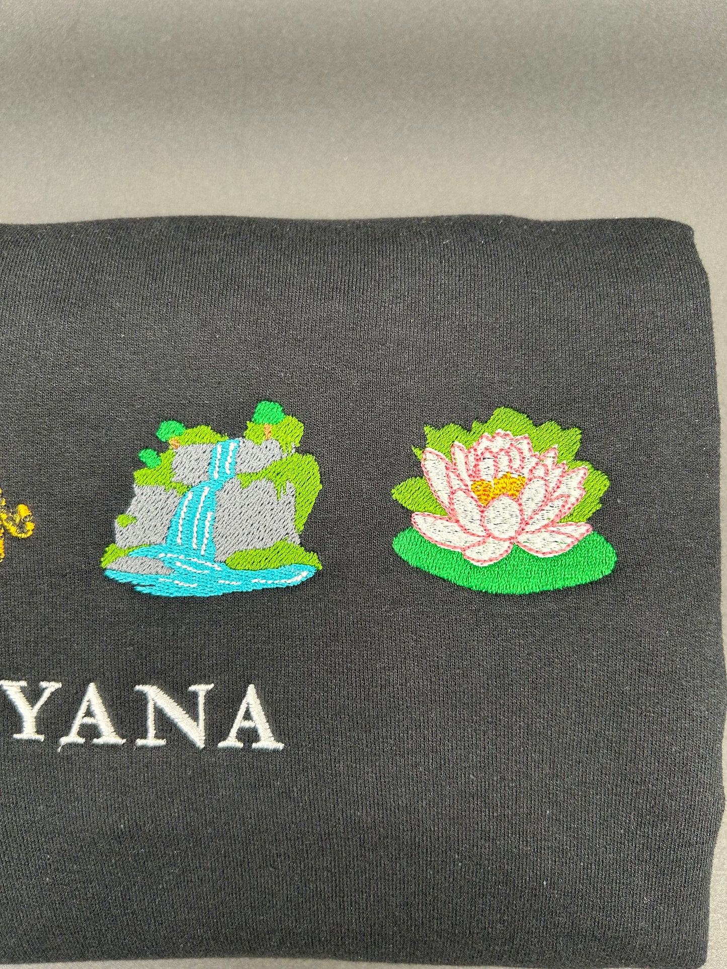 Guyana Embroidered Sweatshirt Flag, Leopard, Water Falls, Victoria Amazonica Crewneck