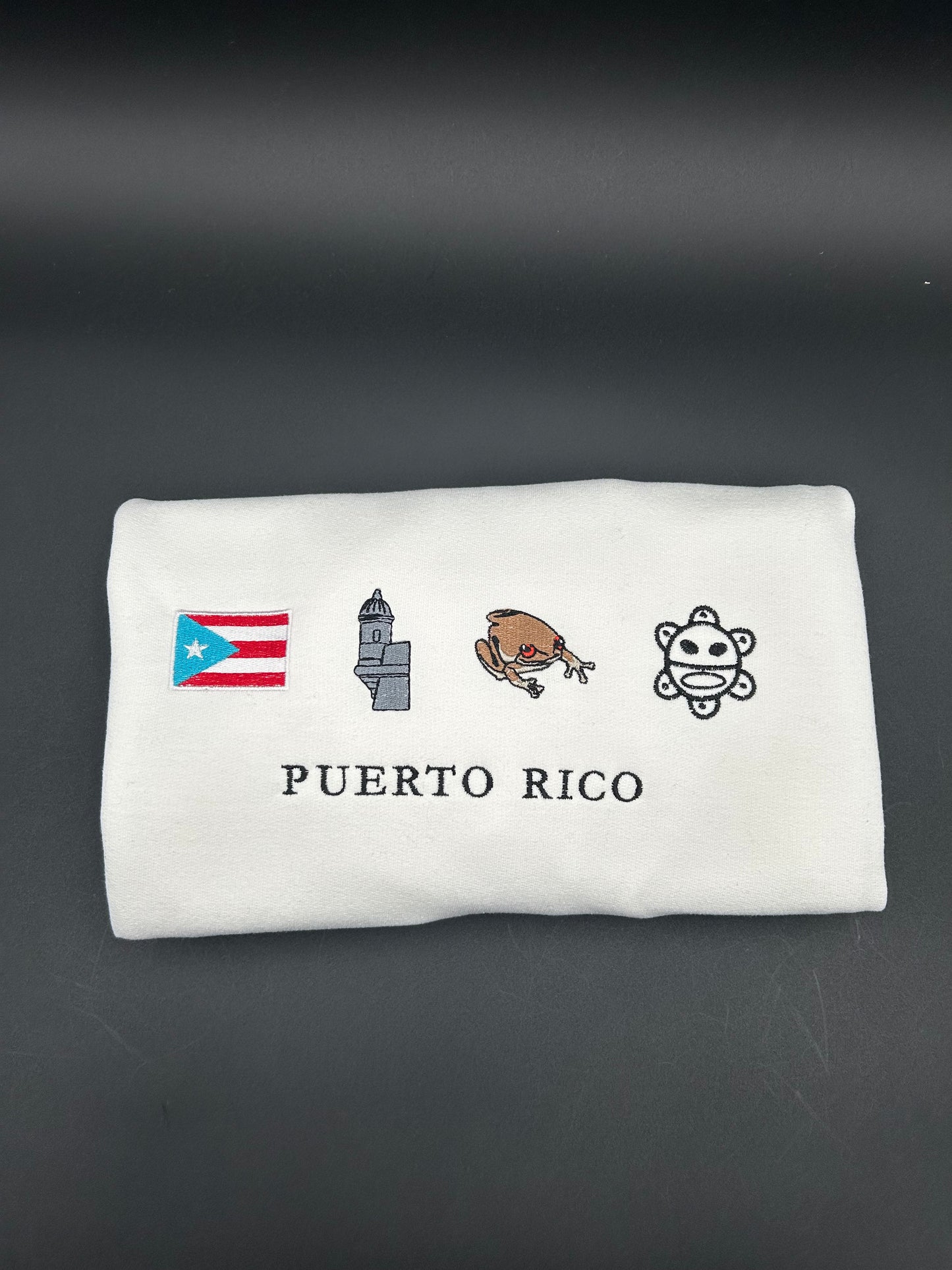 Puerto Rico Embroidered Sweatshirt La Bandera El Morro, Coqui, Sun of Jayuya Boricua Crewneck