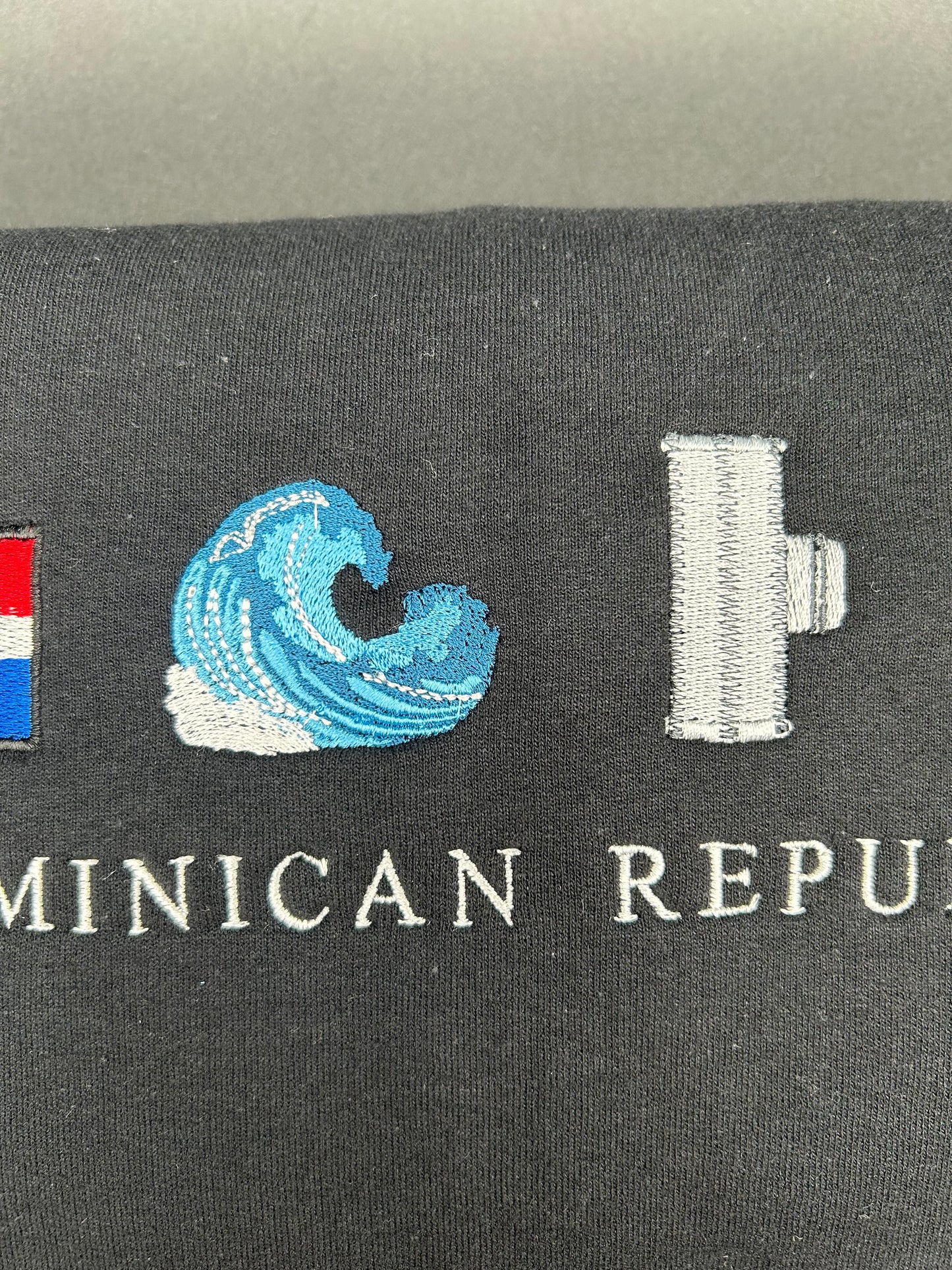 Custom Dominican Republic Embroidered Hoodie Rooster Matos Flag Guitar Dominoes