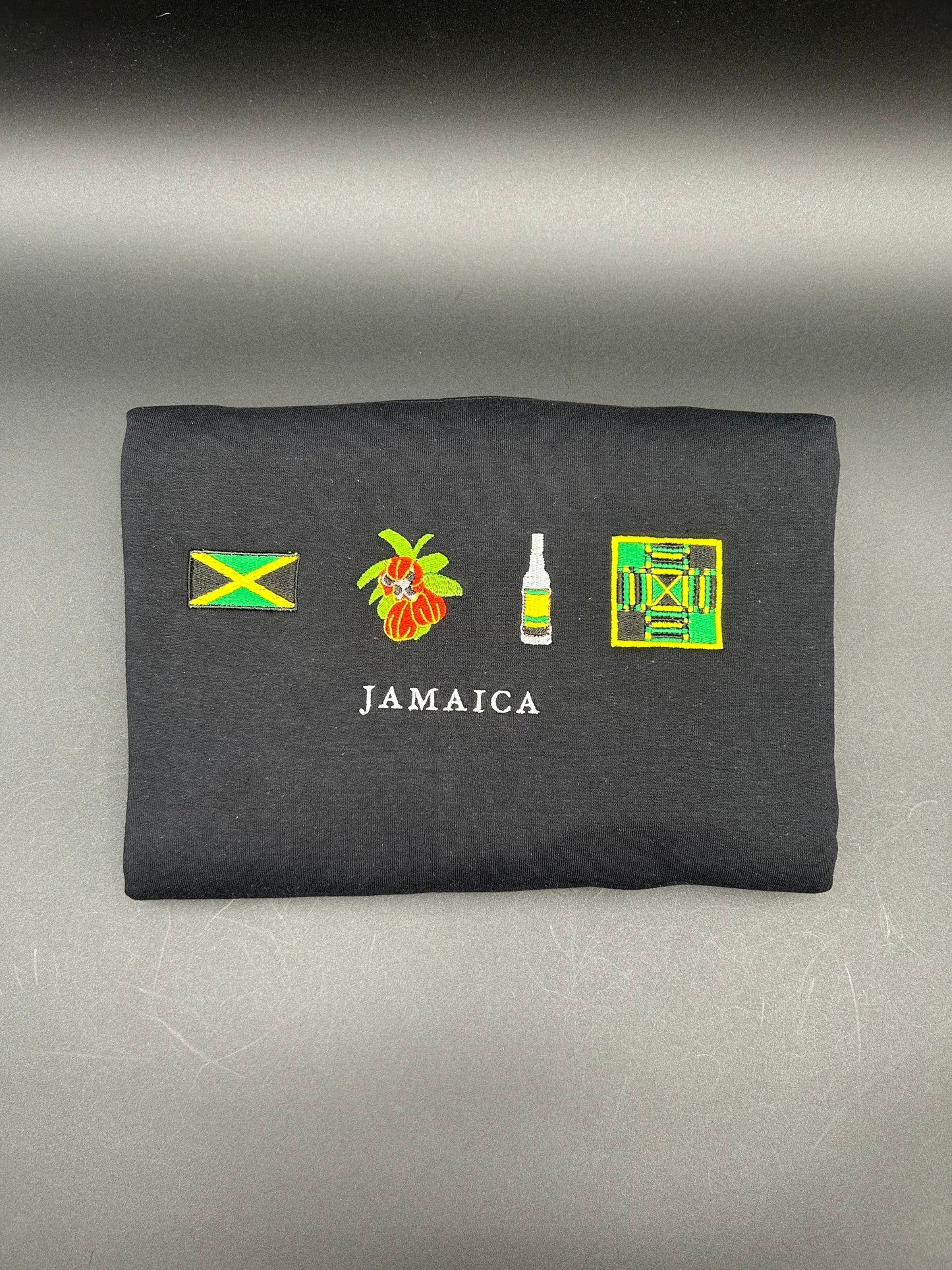 Jamaica Embroidered Sweatshirt Flag, Akee, Wray & Nephew, Ludi Board Carribean Crewneck Casual Pullover Menswear