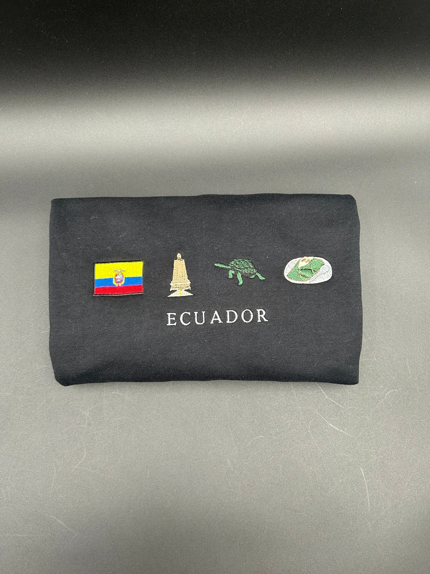 Ecuador Embroidered Sweatshirt La Bandera, La Mitad Del Mundo, Tortuga de Galapagos Islands, Quimbolito Crewneck