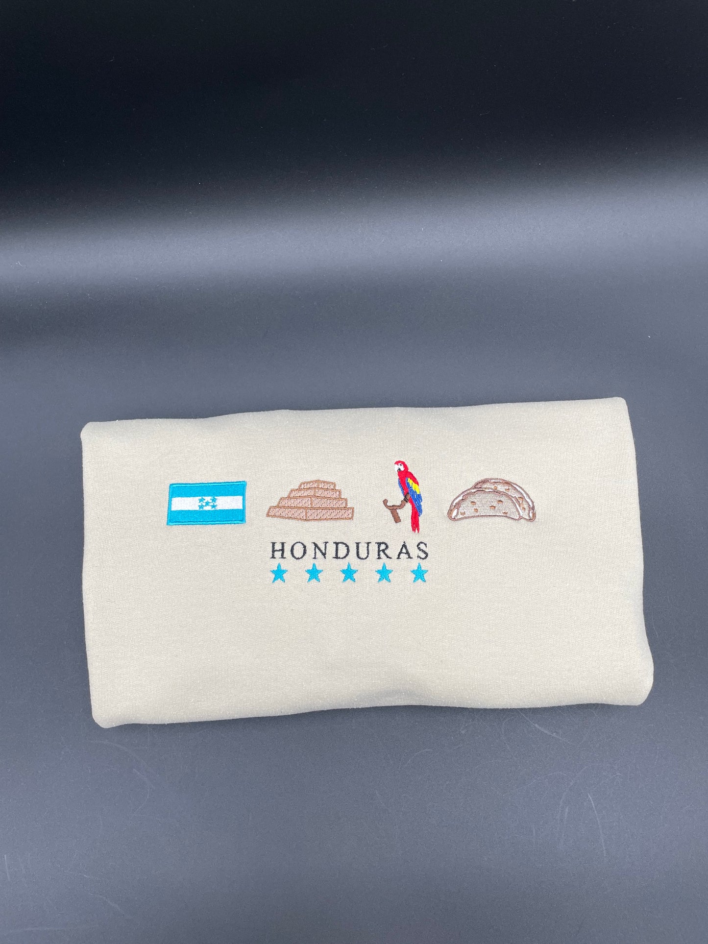 Honduras Embroidered Sweatshirt La Bandera, Copán Ruinas, Baleadas, 5 Estrellas Crewneck Embroidery