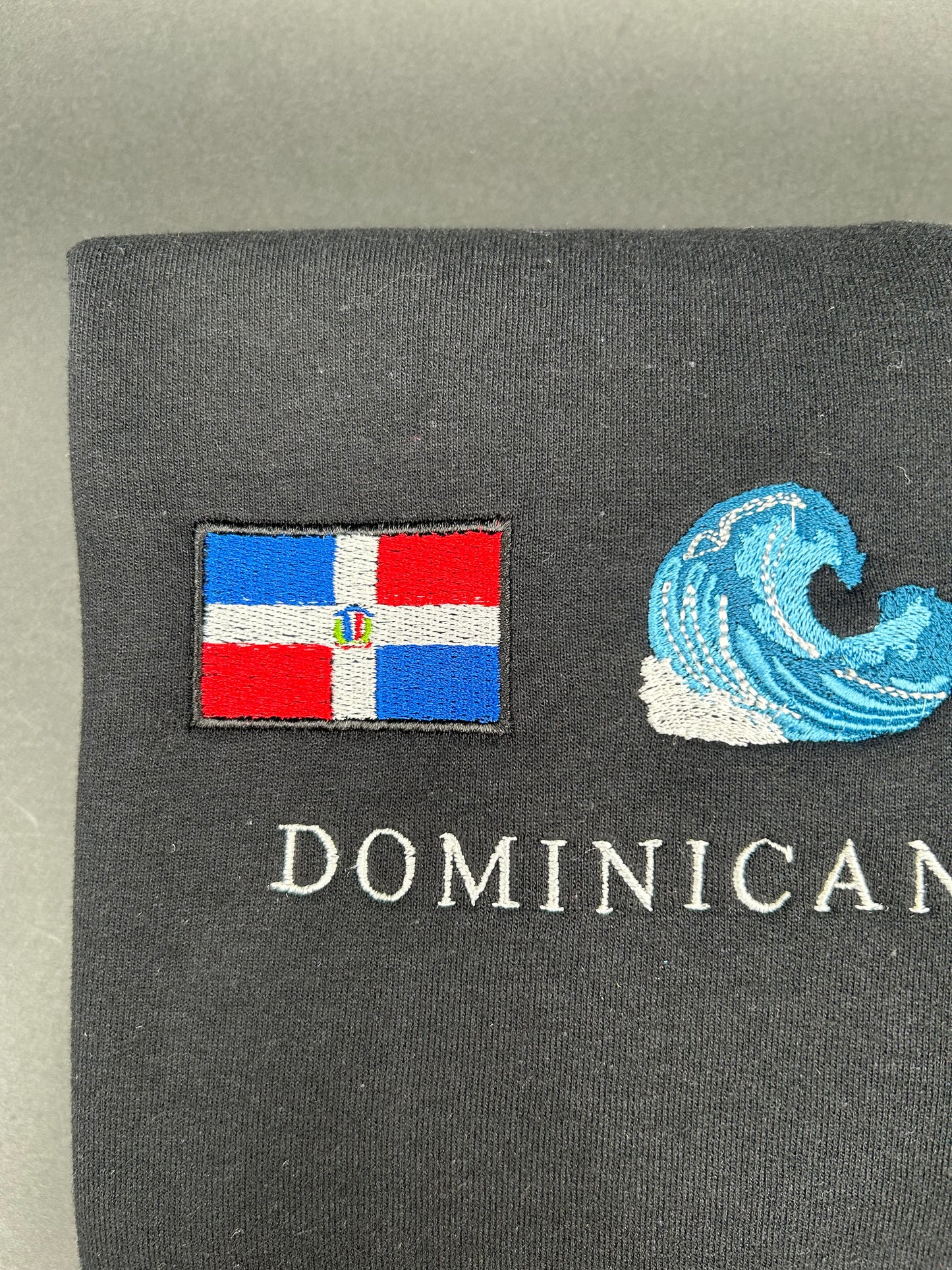 Dominican Republic Embroidered Sweatshirt Beach Waves, Güira, Platano Verde Sweaters Crewneck