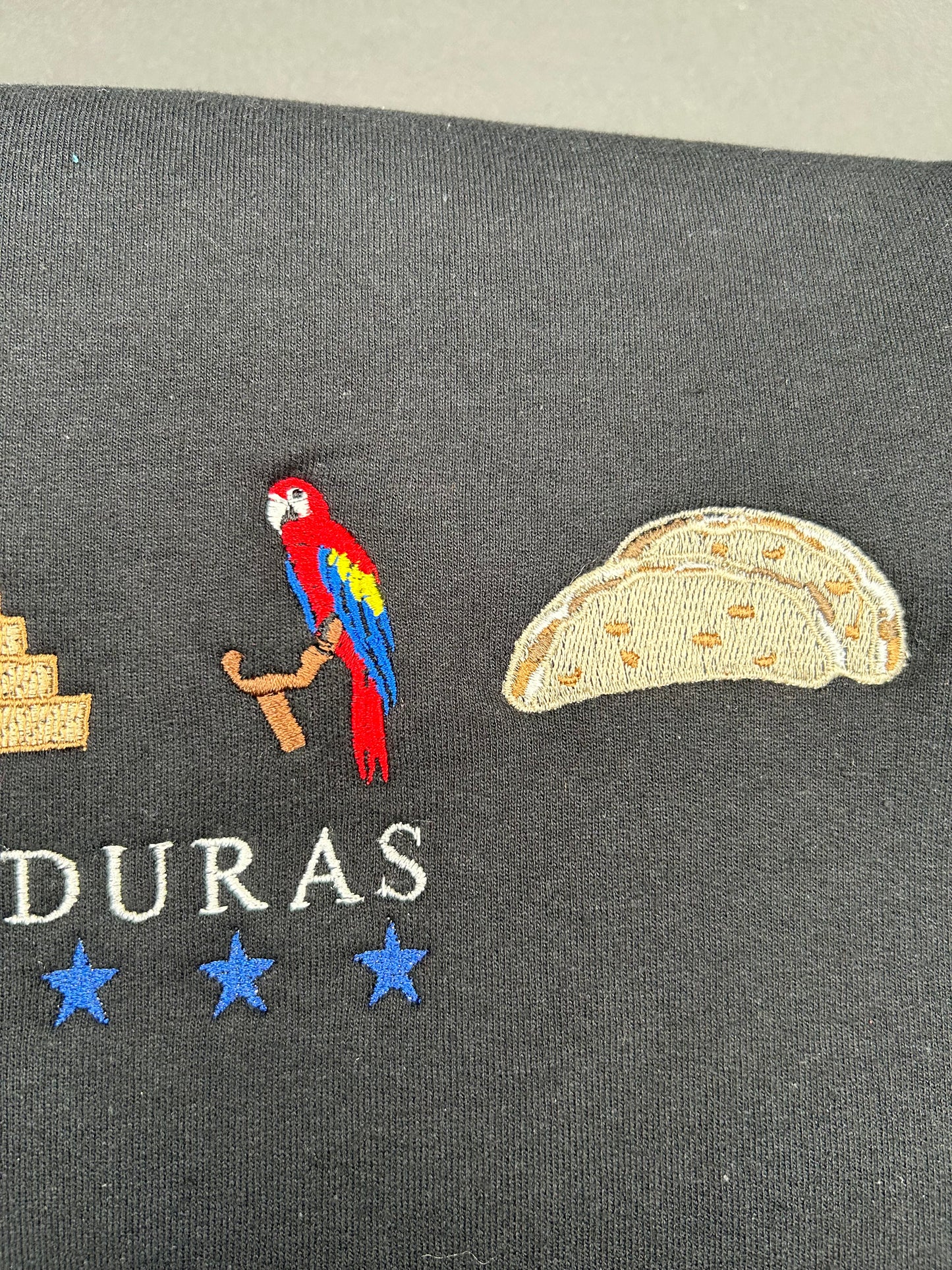 Honduras Embroidered Sweatshirt La Bandera, Copán Ruinas, Baleadas, 5 Estrellas Crewneck Embroidery